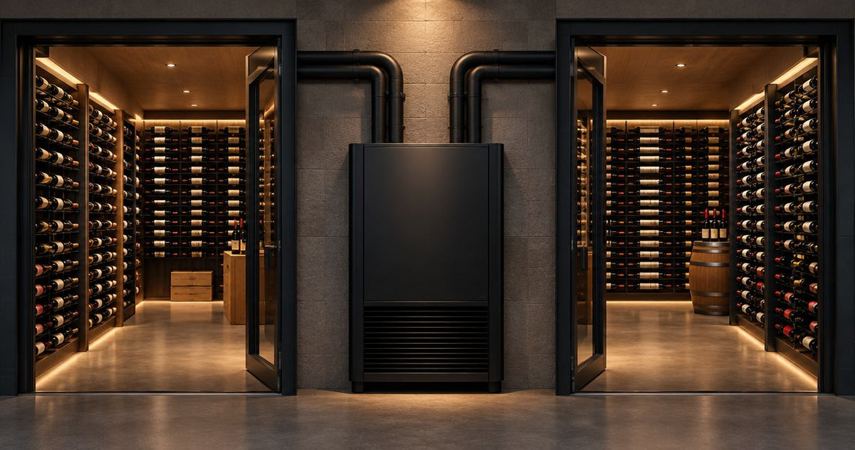 Can one wine cellar cooling system serve two rooms?