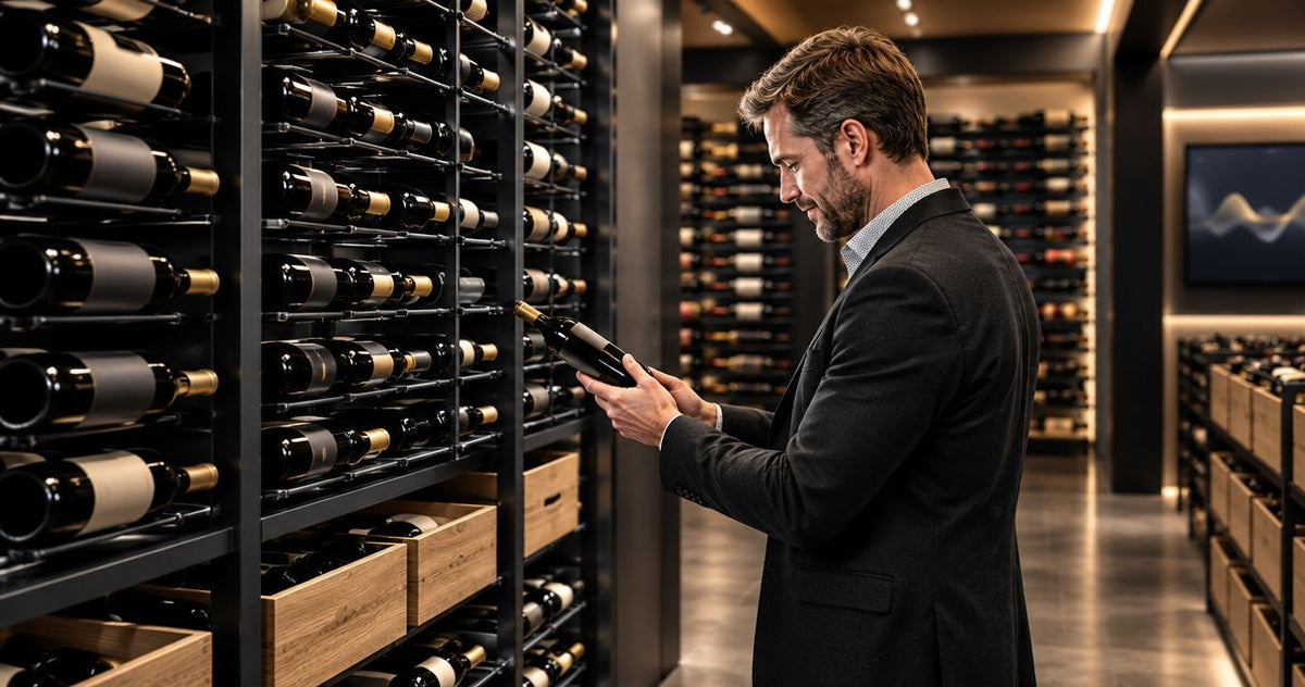 Metal wine racks for wine cases: bins, shelves and bottle access