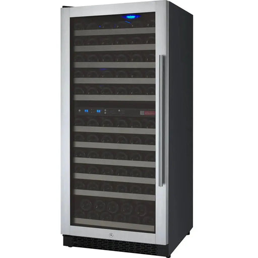 24" Wide FlexCount II Tru-Vino 121 Bottle Dual Zone Stainless Steel Right Hinge Wine Refrigerator