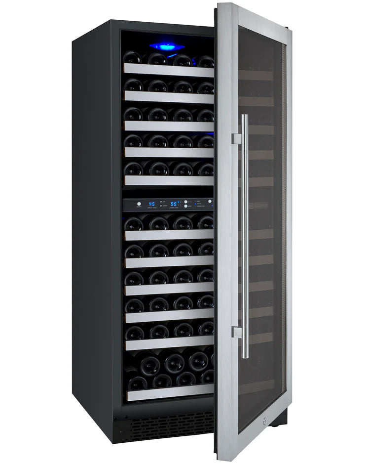 24" Wide FlexCount II Tru-Vino 172 Bottle Dual Zone Stainless Steel Left Hinge Wine Refrigerator