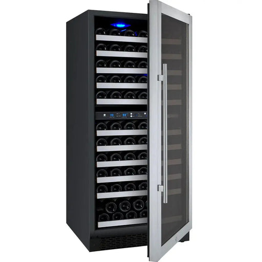 24" Wide FlexCount II Tru-Vino 121 Bottle Dual Zone Stainless Steel Right Hinge Wine Refrigerator