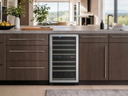 24 inch FlexCount II 121 bottle dual zone wine refrigerator, right hinge, lifestyle room view