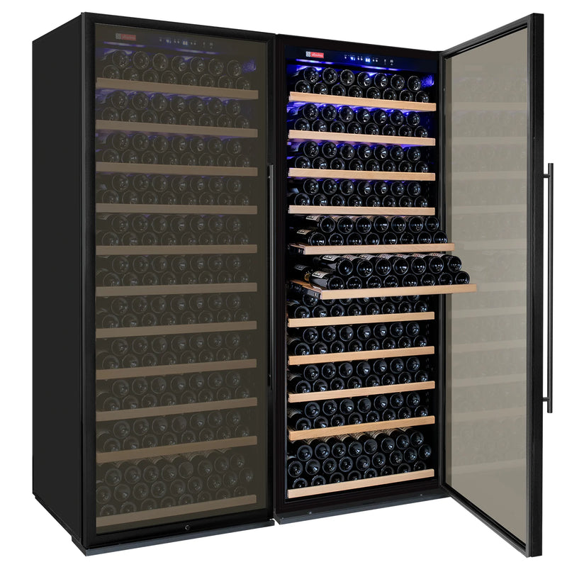 63" Wide Vite II Tru-Vino 554 Bottle Dual Zone Black Side-by-Side Wine Refrigerator