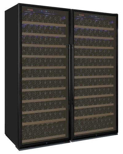 63" Wide Vite II Tru-Vino 554 Bottle Dual Zone Black Side-by-Side Wine Refrigerator