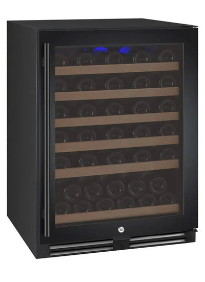 24" FlexCount Series 56 Bottle Single Zone Built-In Wine Refrigerator with Black Door - Right Hinge