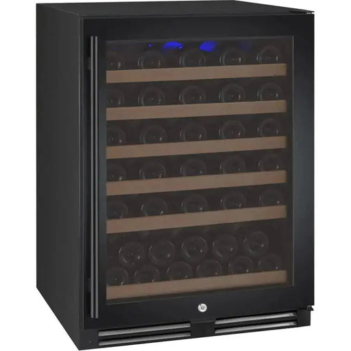 FlexCount Series 56 Bottle Dual Zone Built-in Wine Cooler Refrigerator with Black Door - Right Hinge