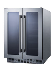 Summit ALFD24WBVCSS stainless steel 24 in ADA wine and beverage center, angle view showing the stainless steel cabinet