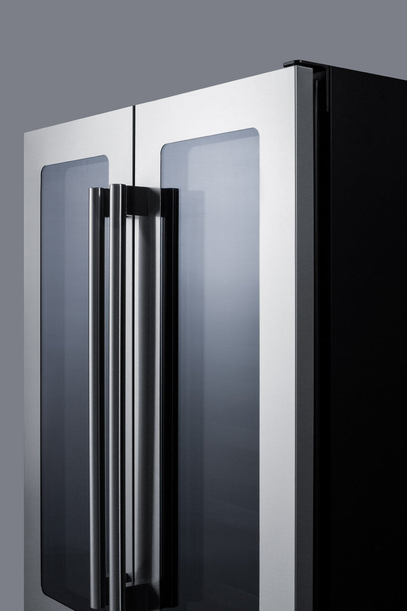 Summit ALFD24WBVCSS stainless steel 24 in ADA wine and beverage center, French door detail