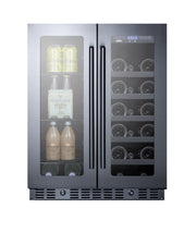 Summit ALFD24WBVCSS stainless steel 24 in ADA wine and beverage center, filled with wine and beverages