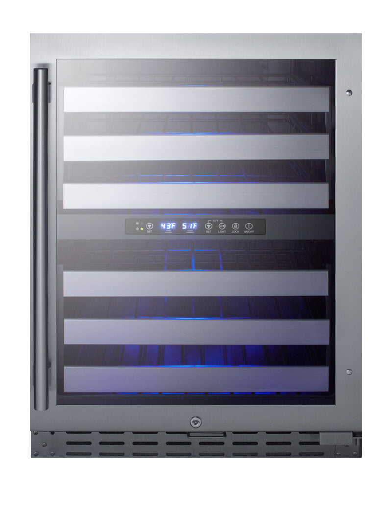 Summit ALWC532CSS stainless steel 24 in ADA dual-zone wine refrigerator, front view