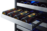Summit ALWC532 black 24 in ADA dual-zone wine refrigerator, pull-out wine shelf