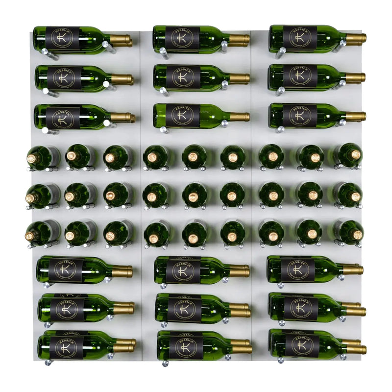 Kessick Bedford Hills wine wall, 63 bottle, Bianco Silver finish