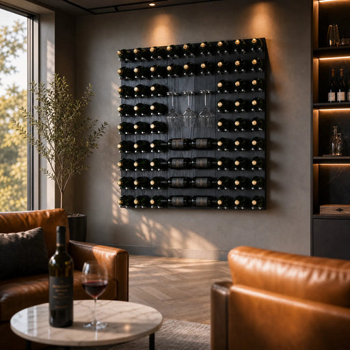 Kessick Brookline wine wall in a room setting