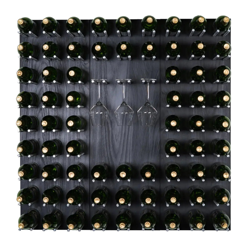 Kessick Brookline wine wall, 66 bottle, Nero Silver finish