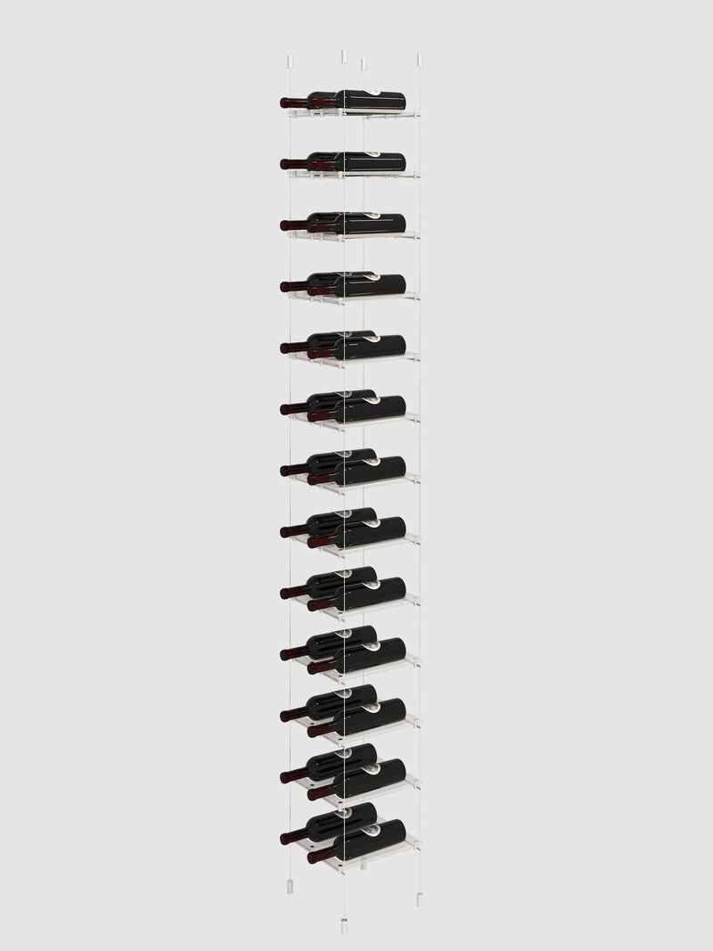 Genuwine Cellars Reserve Lumina Cable Wine Rack, Silver Wall Mounted Floating Metal Display