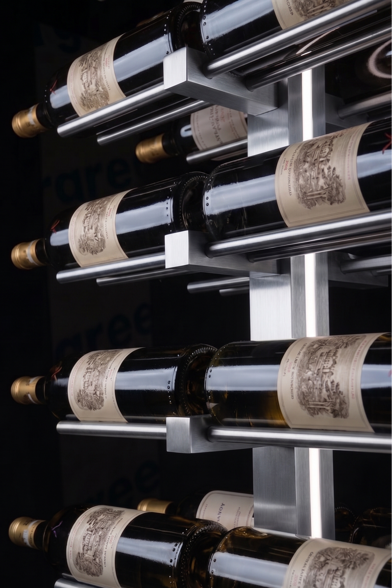 Genuwine Cellars Reserve Echelon Metal Wine Rack, Silver Wall Mounted Cantilever Cable Display