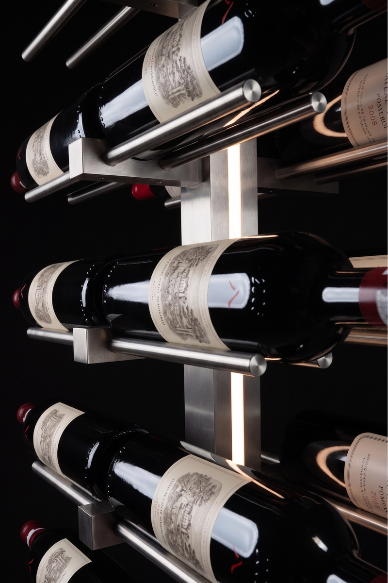 Genuwine Cellars Reserve Echelon Metal Wine Rack, Silver Wall Mounted Cantilever Cable Display