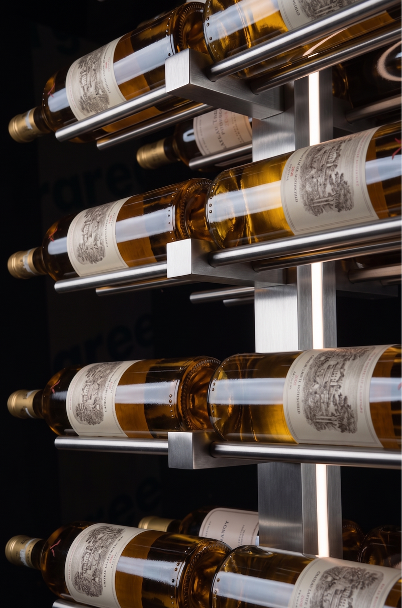 Genuwine Cellars Reserve Echelon Metal Wine Rack, Silver Wall Mounted Cantilever Cable Display