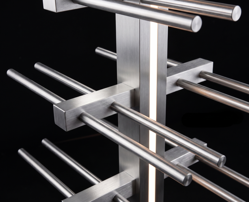 Genuwine Cellars Reserve Echelon Metal Wine Rack, Silver Wall Mounted Cantilever Cable Display