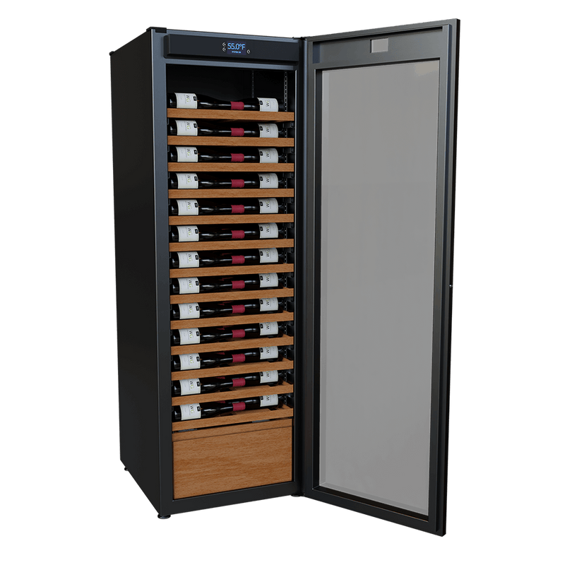 Wine Guardian Luxury Enoteca multi-zone wine refrigerator with the door open