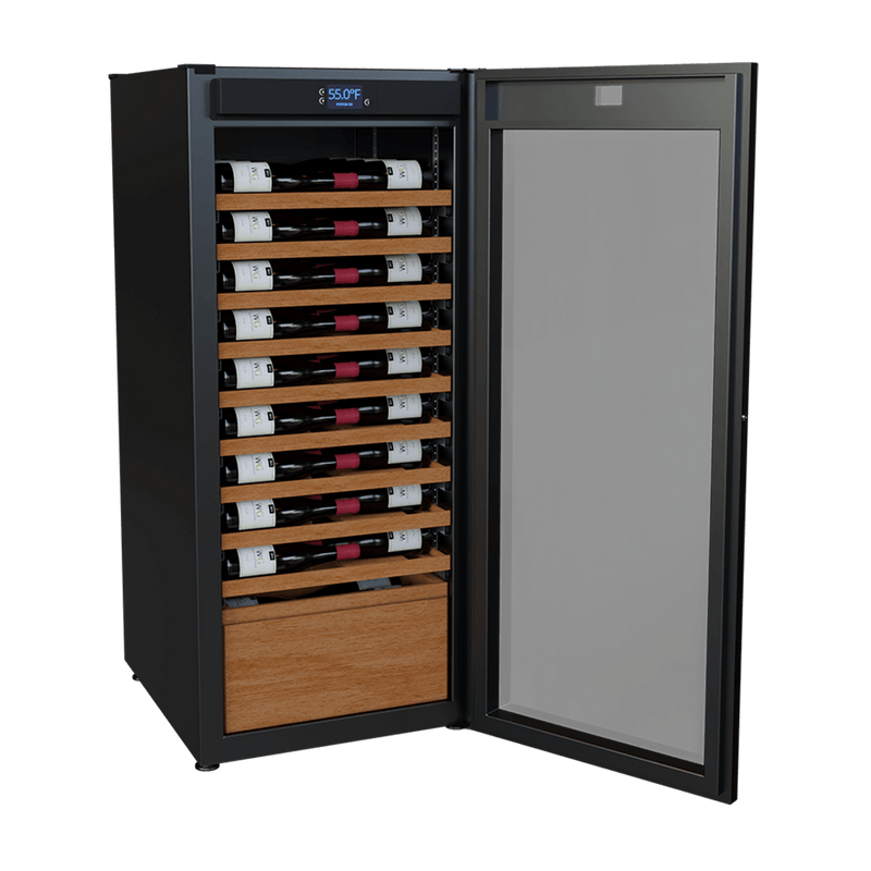 Wine Guardian Luxury Enoteca single-zone wine refrigerator with the door open