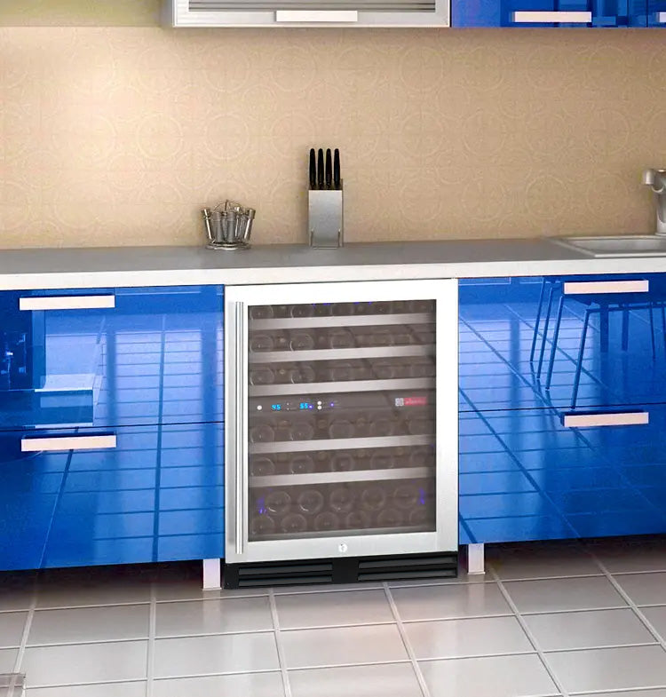 Allavino VSWR56-2 stainless steel wine refrigerator built in under a counter
