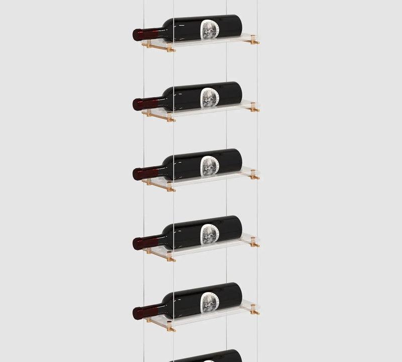 Genuwine Cellars Reserve Lumina Cable Wine Rack, Gold Wall Mounted Floating Metal Display