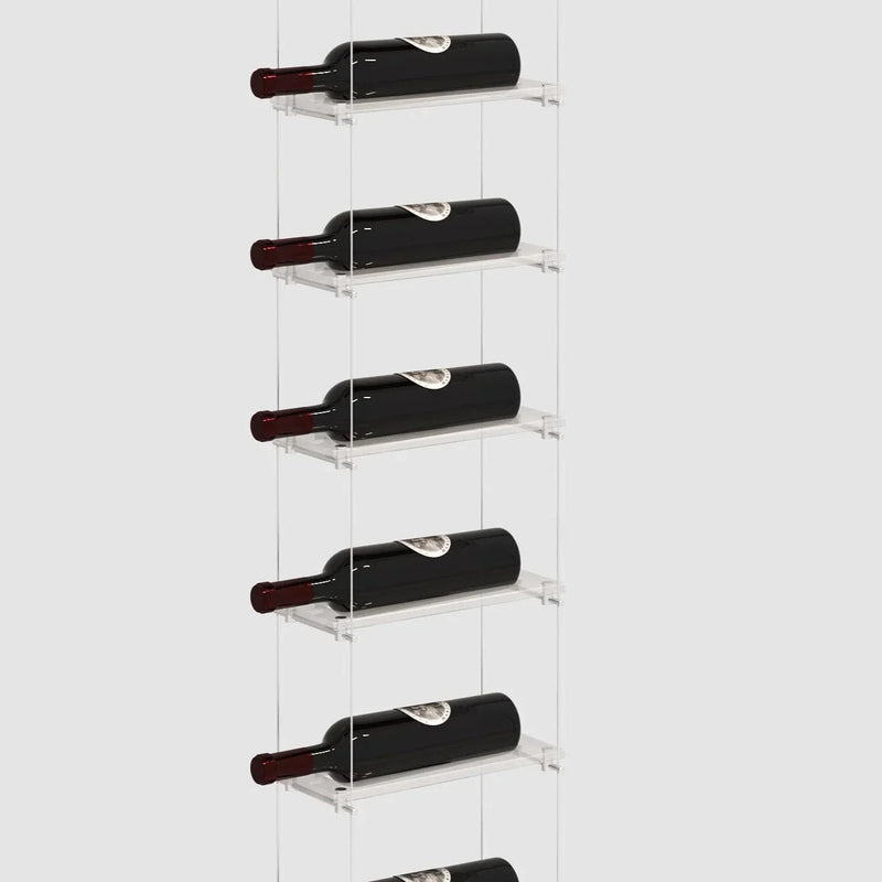 Genuwine Cellars Reserve Lumina Cable Wine Rack, Silver Wall Mounted Floating Metal Display