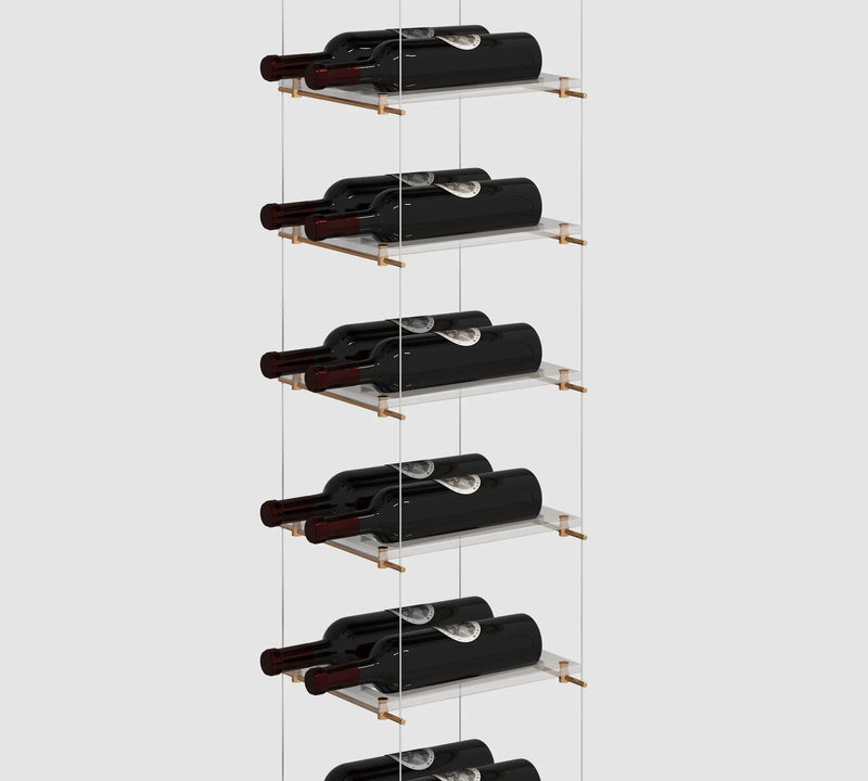 Genuwine Cellars Reserve Lumina Cable Wine Rack, Gold Wall Mounted Floating Metal Display