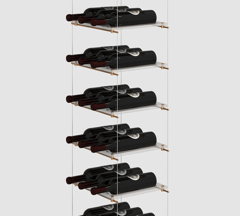 Genuwine Cellars Reserve Lumina Cable Wine Rack, Gold Wall Mounted Floating Metal Display