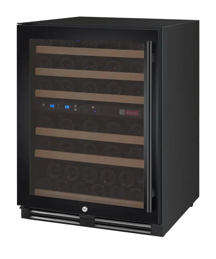 24" Wide FlexCount II Tru-Vino 56 Bottle Single Zone Black Left Hinge Wine Refrigerator