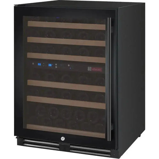 FlexCount Series 56 Bottle Dual Zone Built-in Wine Cooler Refrigerator with Black Door - Right Hinge