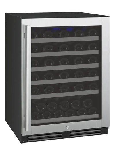 FlexCount Series 56 Bottle Single Zone Built-in Wine Cooler Refrigerator with Stainless Steel Door - Left Hinge