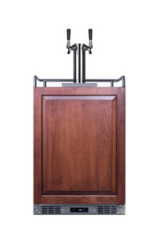 Summit SBC682PNRWKDTWIN panel-ready 24 in dual-tap wine kegerator, shown with a custom wood panel, front view