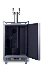 Summit SBC682PNRWKDTWIN panel-ready 24 in dual-tap wine kegerator, door open, empty