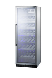 Summit SCR1401CHCSS stainless steel 24 in commercial wine refrigerator, angle view showing the stainless steel cabinet