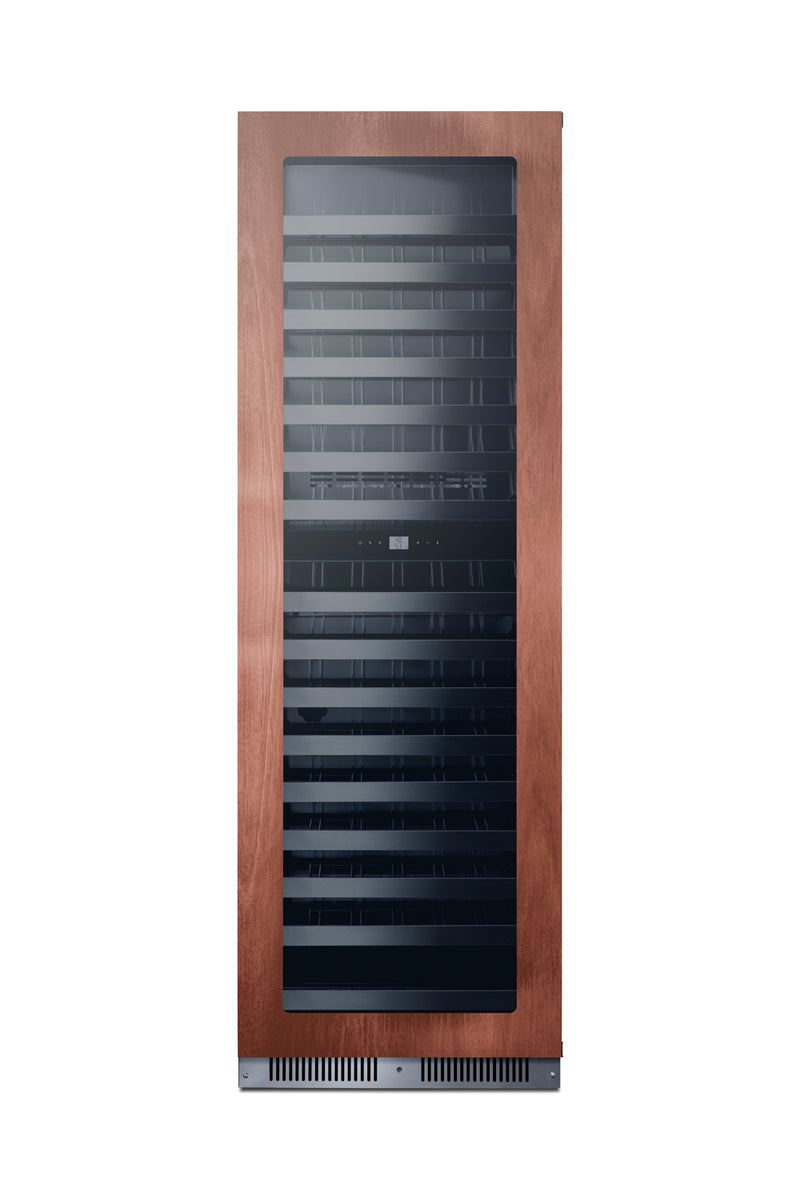 Summit SDHWC98PNR panel-ready wine cellar with custom wood panel, front