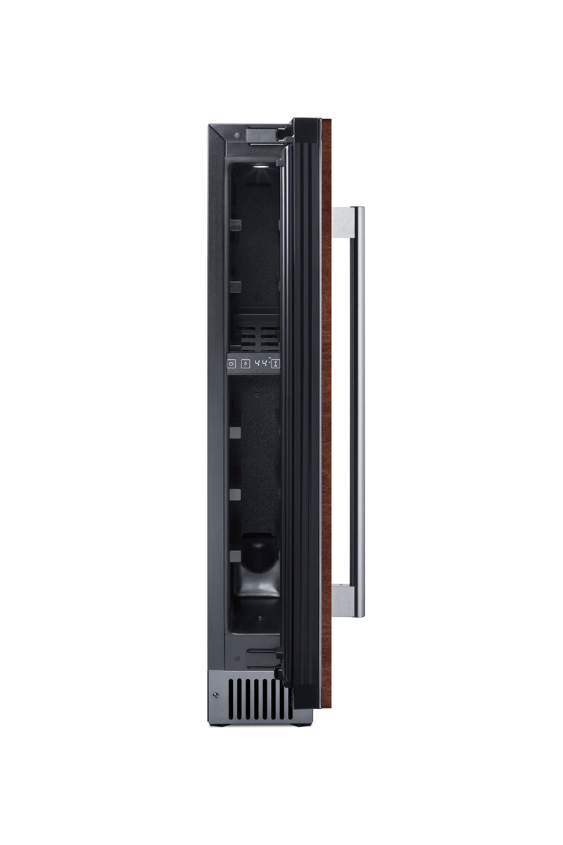 Summit SWC008PNR panel-ready 6 in slim wine refrigerator, door open