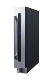 Summit SWC008SS stainless steel 6 in slim wine refrigerator, angle view