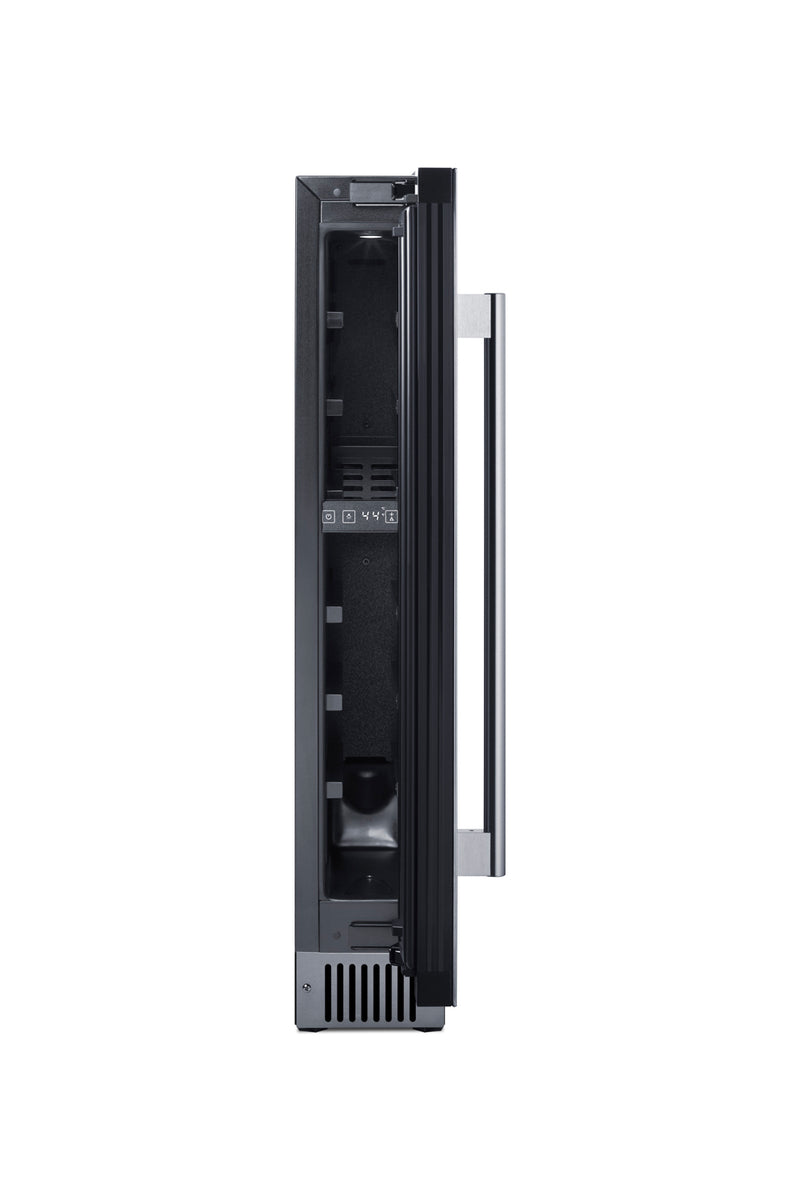 Summit SWC008SS stainless steel 6 in slim wine refrigerator, door open