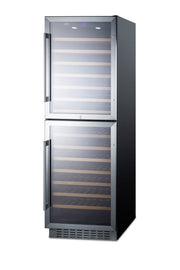 Summit SWC1875B 24 inch dual-zone wine refrigerator, black cabinet, angle