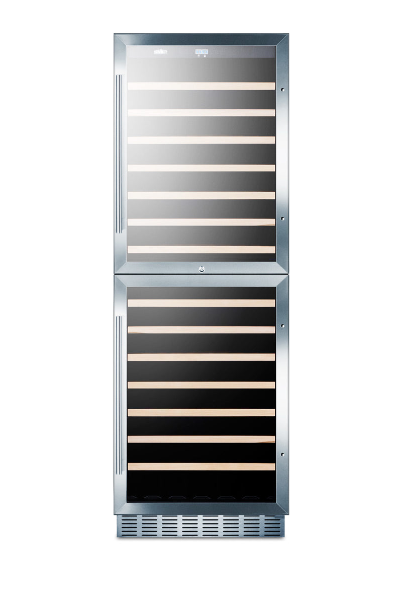Summit SWC1875B 24 inch dual-zone wine refrigerator, black cabinet, front