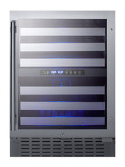Summit SWC532BLBISTCSS 24 inch dual-zone wine refrigerator, stainless steel cabinet, front