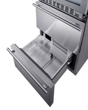 Summit SWCDAF24 stainless steel 24 in wine refrigerator with freezer drawers, lower freezer drawer open