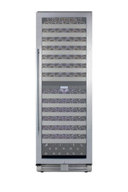 Summit SWCP2163CSS stainless steel wine cellar filled with bottles