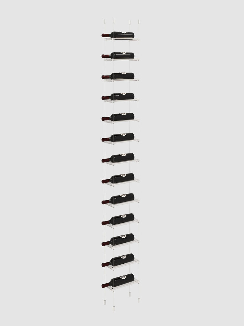 Genuwine Cellars Reserve Lumina Cable Wine Rack, Silver Wall Mounted Floating Metal Display