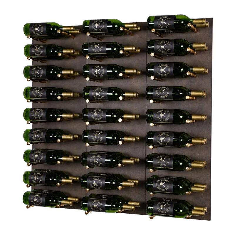 Kessick Southampton wine wall, 54 bottle, Maya Gold finish