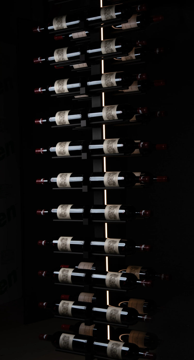 Genuwine Cellars Reserve Echelon Metal Wine Rack, Black Wall Mounted Cantilever Cable Display
