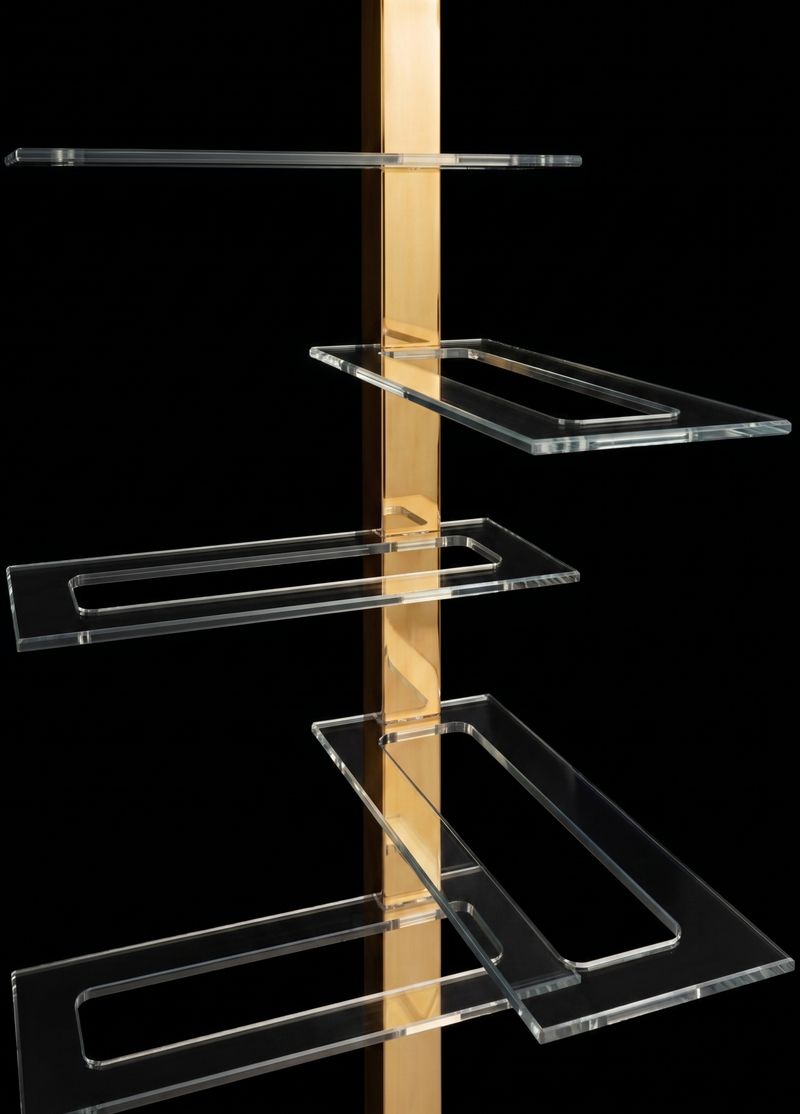 Genuwine Cellars Reserve OPUS Floating Wine Rack, Gold Wall Mounted Modular Metal Cable Display
