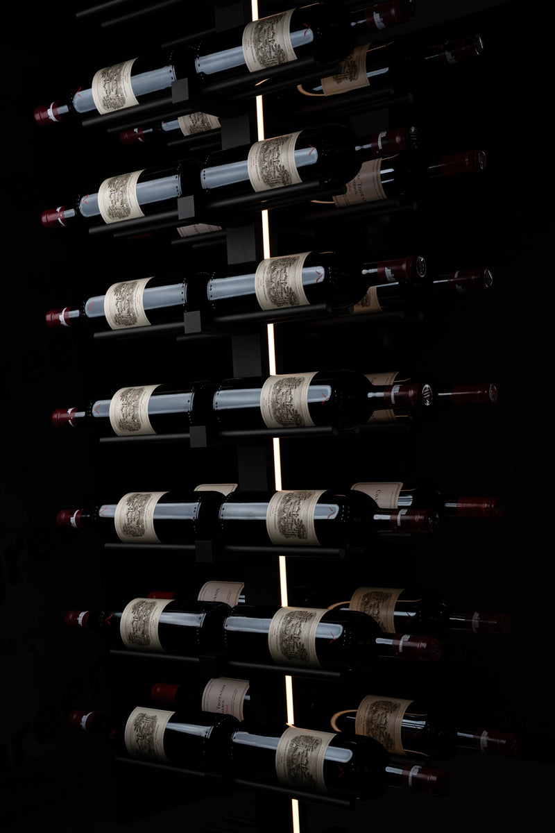 Genuwine Cellars Reserve Echelon Metal Wine Rack, Black Wall Mounted Cantilever Cable Display